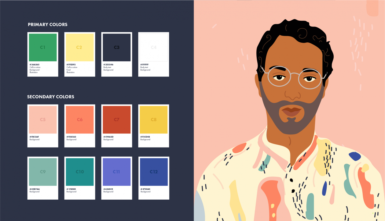 Style des illustration  et gamme colorée